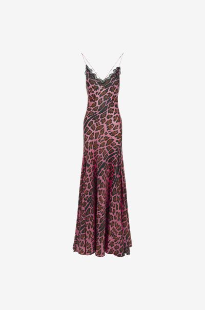 Dresses Roberto Cavalli Women Pink Slip Dress With Leopard Print