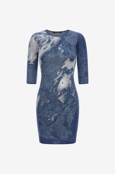 Knit Dress With Washed-Out Effect Roberto Cavalli Dresses Women Denim