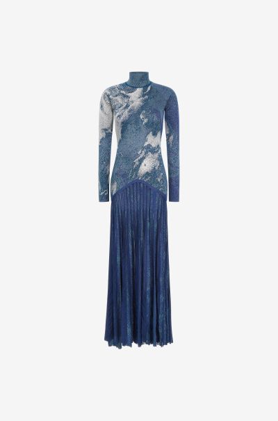 Long Knit Dress With Washed-Out Effect Women Denim Dresses Roberto Cavalli