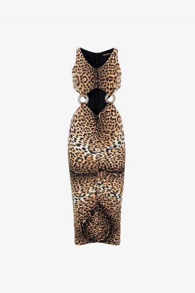 Naturale Roberto Cavalli Women Jaguar-Print Cut-Out Dress Dresses