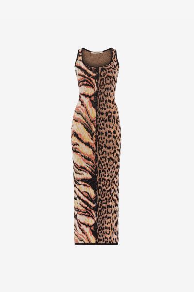 Animal-Jacquard Midi Dress Dresses Women Multicolor Roberto Cavalli