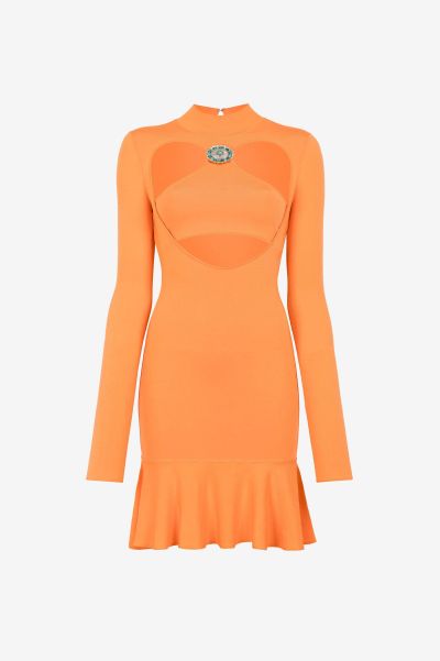 Orange Dresses Women Cut-Out Flared Mini Dress Roberto Cavalli