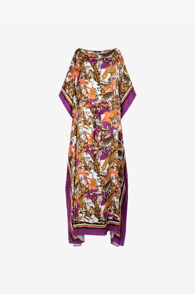 Purple Dresses Roberto Cavalli Wild Cat-Print Kaftan Dress Women