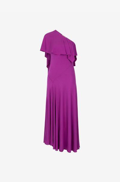 Women Draped One-Shoulder Dress Roberto Cavalli Dresses Purple