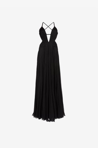 Draped Backless Silk Dress Black Women Dresses Roberto Cavalli