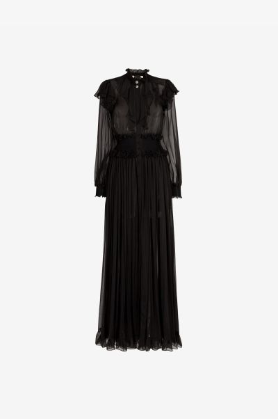 Dresses Roberto Cavalli Women Nero_191101 Ruffle-Trim Silk Maxi Dress