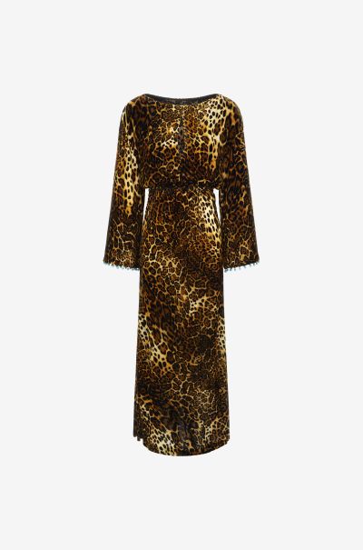 Naturale Roberto Cavalli Dresses Leopard Print Velvet Dress Women