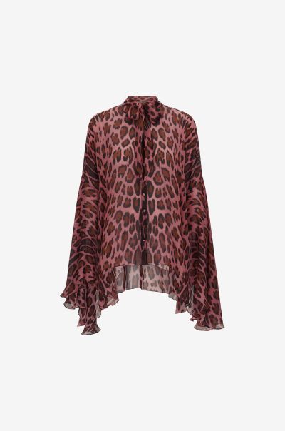 Leopard Print Shirt Women Pink Blouses & Tops Roberto Cavalli