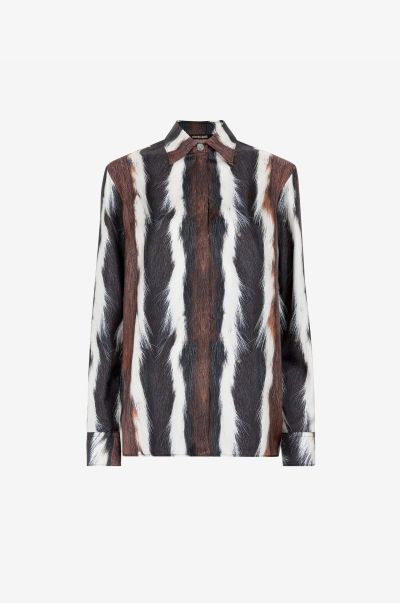 Animal-Print Silk Shirt Multicolor Women Roberto Cavalli Blouses & Tops