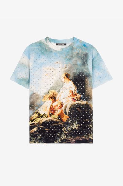 T-Shirts Women Graphic-Print Cotton T-Shirt Multicolor Roberto Cavalli