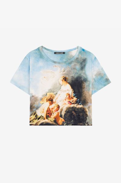 Women Multicolor Graphic-Print Cropped T-Shirt T-Shirts Roberto Cavalli