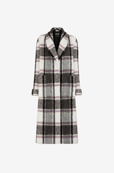 Checked Shawl-Lapel Coat Women Roberto Cavalli Multicolor Coats & Jackets