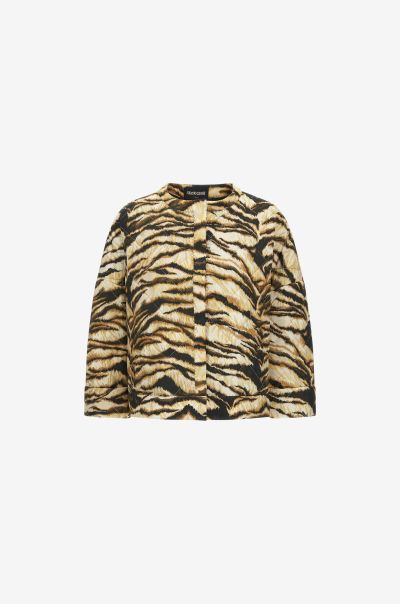 Naturale Roberto Cavalli Coats & Jackets Jacket With Tiger Print Women