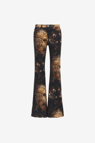 Roberto Cavalli Pants & Shorts Women Jaguar Print Jeans Rust