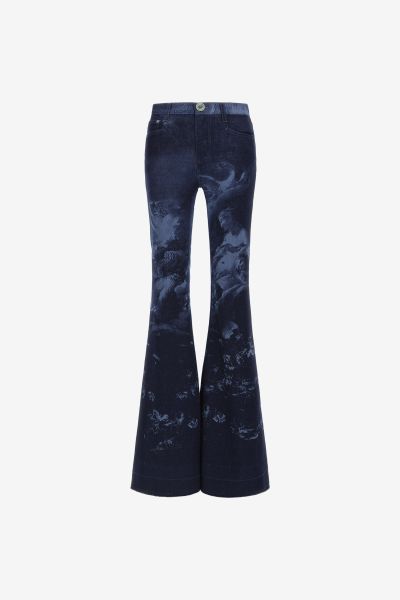 Flared Jeans With Denim Wild Leda Print Denim Women Pants & Shorts Roberto Cavalli