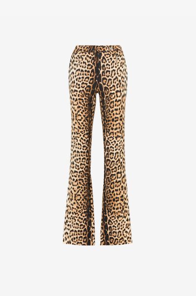 Women Pants & Shorts Roberto Cavalli Leopard-Print Flared Trousers Naturale