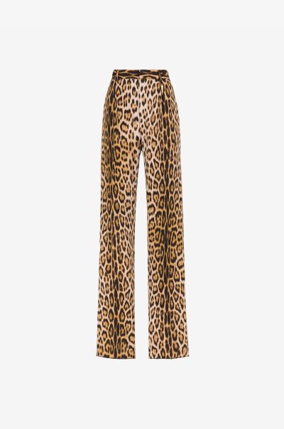 Macula_Naturale Pants & Shorts Women Roberto Cavalli Leopard-Print Straight-Leg Trousers