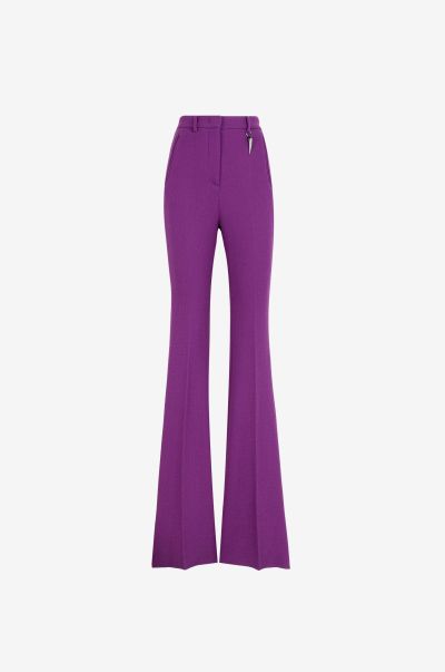 Pants & Shorts Women Roberto Cavalli High-Waist Flared Wool Trousers Purple