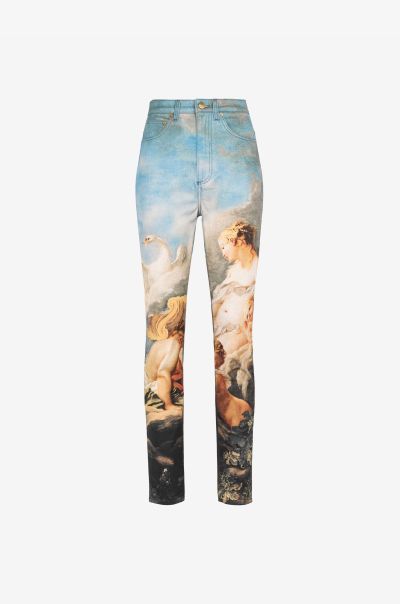 Roberto Cavalli Pants & Shorts Multicolor Graphic-Print High-Waisted Skinny Jeans Women