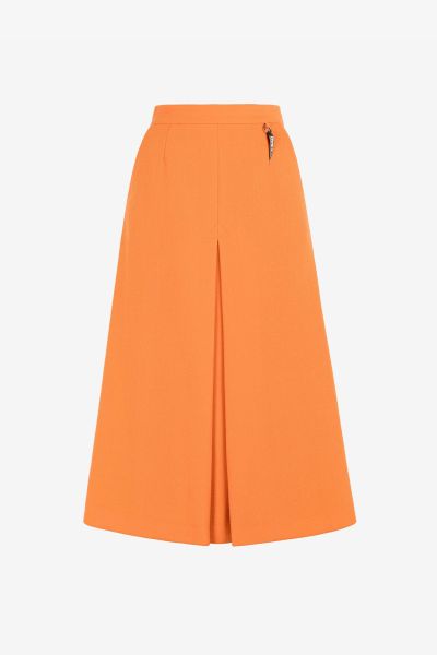 Women Orange Roberto Cavalli Skirts Tiger Tooth Wool A-Line Skirt