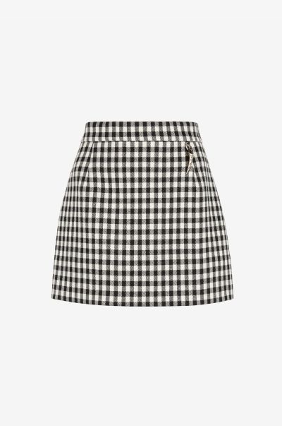 Gingham Mini Skirt Skirts Women Roberto Cavalli Black/White