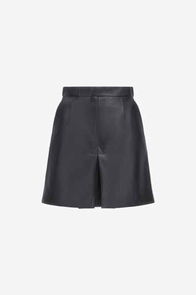 Leather Miniskirt Nero_191101 Skirts Roberto Cavalli Women