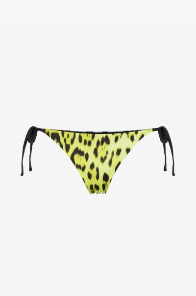 Jaguar-Print Bikini Briefs Lime Roberto Cavalli Beachwear Women