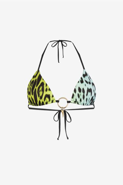Beachwear Lime Roberto Cavalli Jaguar-Print Bikini Top Women