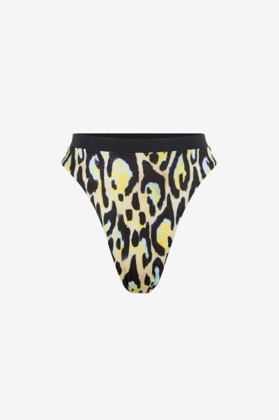 Roberto Cavalli Jaguar-Print Bikini Top Beachwear Women Yellow