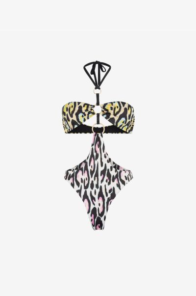 Women Multicolor Leopard-Print Cut-Out Swimsuit Beachwear Roberto Cavalli