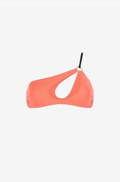 Cut-Out One-Shoulder Bikini Top Beachwear Women Roberto Cavalli Pink