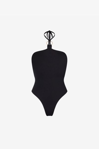 Halterneck High-Cut Swimsuit Women Black Roberto Cavalli Beachwear