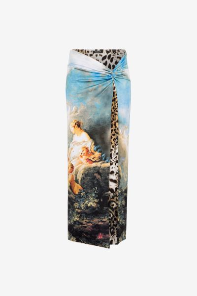 Painting-Print Asymmetric Skirt Roberto Cavalli Beachwear Multicolor Women