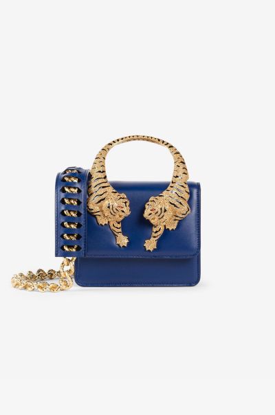 Roberto Cavalli Roar Bags Women Small Roar Crystal-Embellished Shoulder Bag Blue_Navy