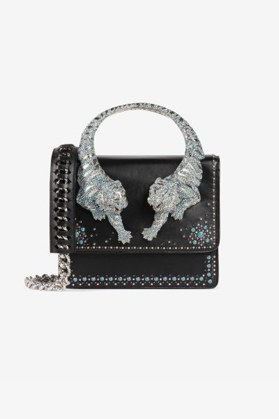 Roberto Cavalli Roar Bags Neroargento_Old Roar Crystal-Embellished Shoulder Bag Women