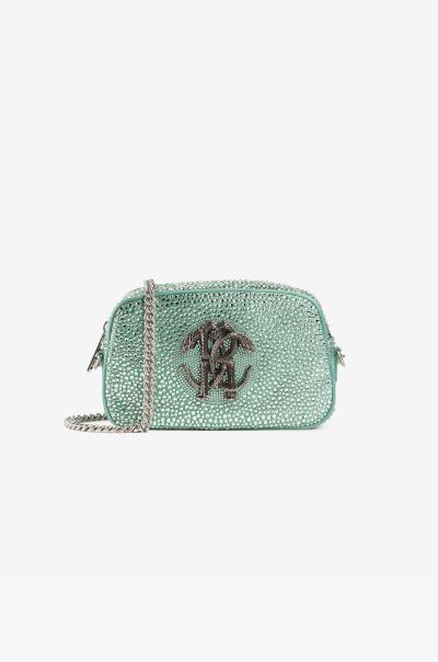 Shoulder Bags Verde_Acqua Women Mirror Snake Crystal-Embellished Shoulder Bag Roberto Cavalli