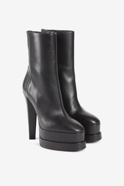 Roberto Cavalli Women Nero/Argento_Old 153Mm Leather Platform Boots Boots & Booties
