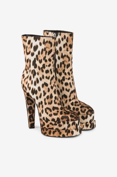 Leopardo/Argento_Old Boots & Booties Jaguar-Print Platform Boots Women Roberto Cavalli