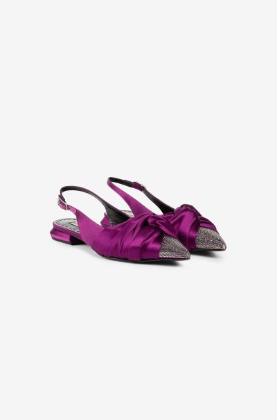 Pumps Women Knot-Detail Crystal-Embellished Ballerina Shoes Roberto Cavalli Viola/Black_Diamond