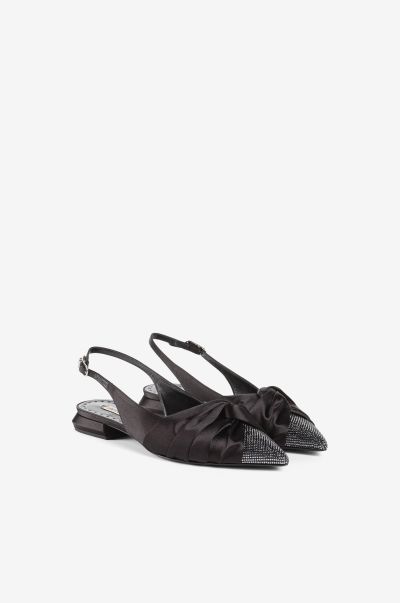 Women Pumps Nero/Argento_Old Roberto Cavalli Knot-Detail Crystal-Embellished Ballerina Shoes