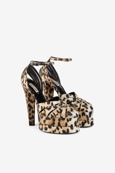 Leopardo/Argento_Old Jaguar-Print Platform Sandals Sandals Women Roberto Cavalli