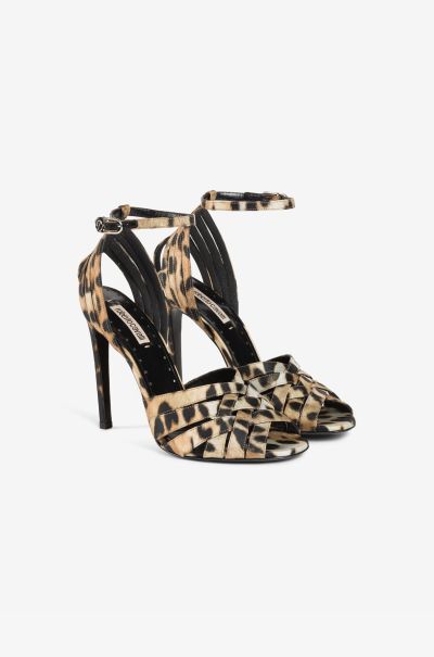 Leopardo/Argento_Old Sandals Women Roberto Cavalli Leopard-Print Sandals