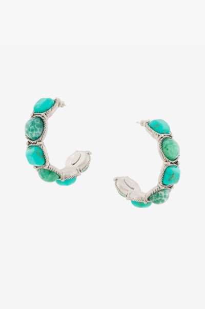 Gemstone-Embellished Earrings Women Fashion Jewelry Roberto Cavalli Argento/Turchese