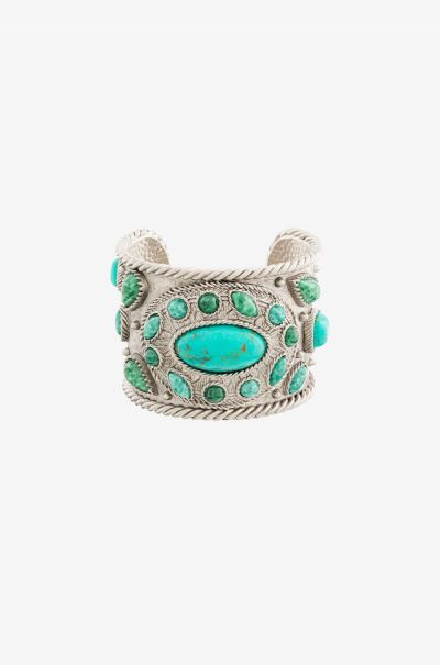 Roberto Cavalli Stone-Embellished Cuff Fashion Jewelry Women Argento/Turchese