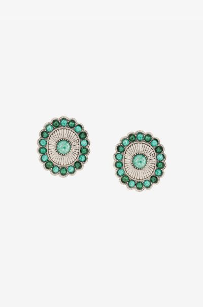 Roberto Cavalli Fashion Jewelry Gemstone-Embellished Earrings Argento/Turchese Women