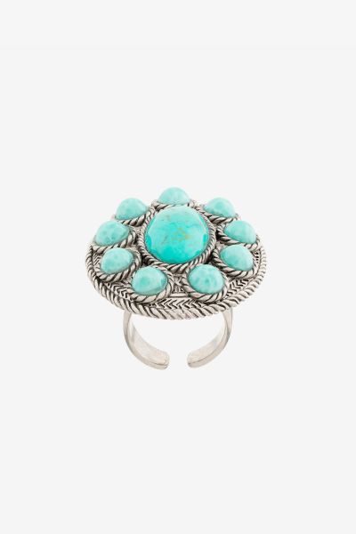 Women Argento/Turchese Roberto Cavalli Stone-Embellished Ring Fashion Jewelry