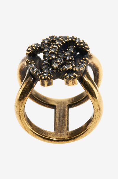 Fashion Jewelry Roberto Cavalli Ring With Monogram Rc Oro_Podium Women