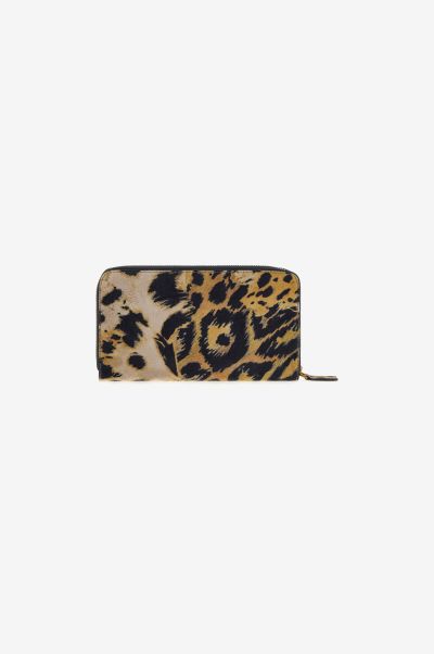 Jaguard_Skin Roberto Cavalli Small Leather Goods Wallet With Monogram Rc And Zip Women