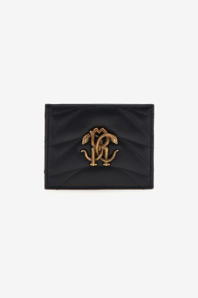 Roberto Cavalli Cardholder With Monogram Rc Nero_191101 Small Leather Goods Women