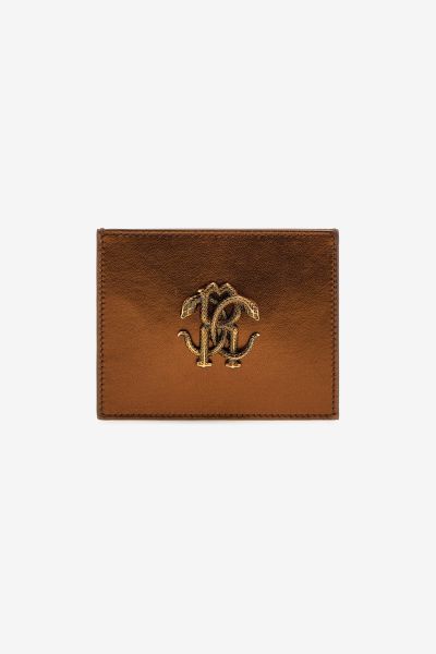 Cardholder With Monogram Rc Small Leather Goods Women Bronzo Roberto Cavalli